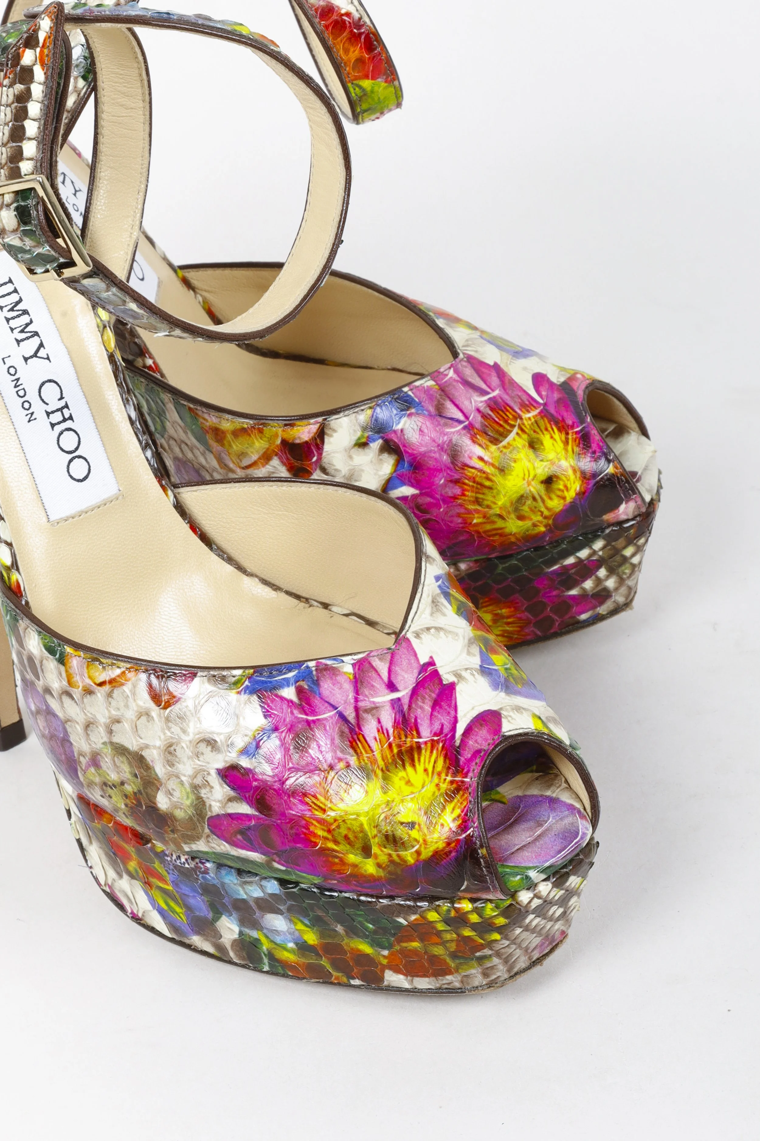 Jimmy Choo Floral Python Platform Sandals BLOGGER ARMOIRE